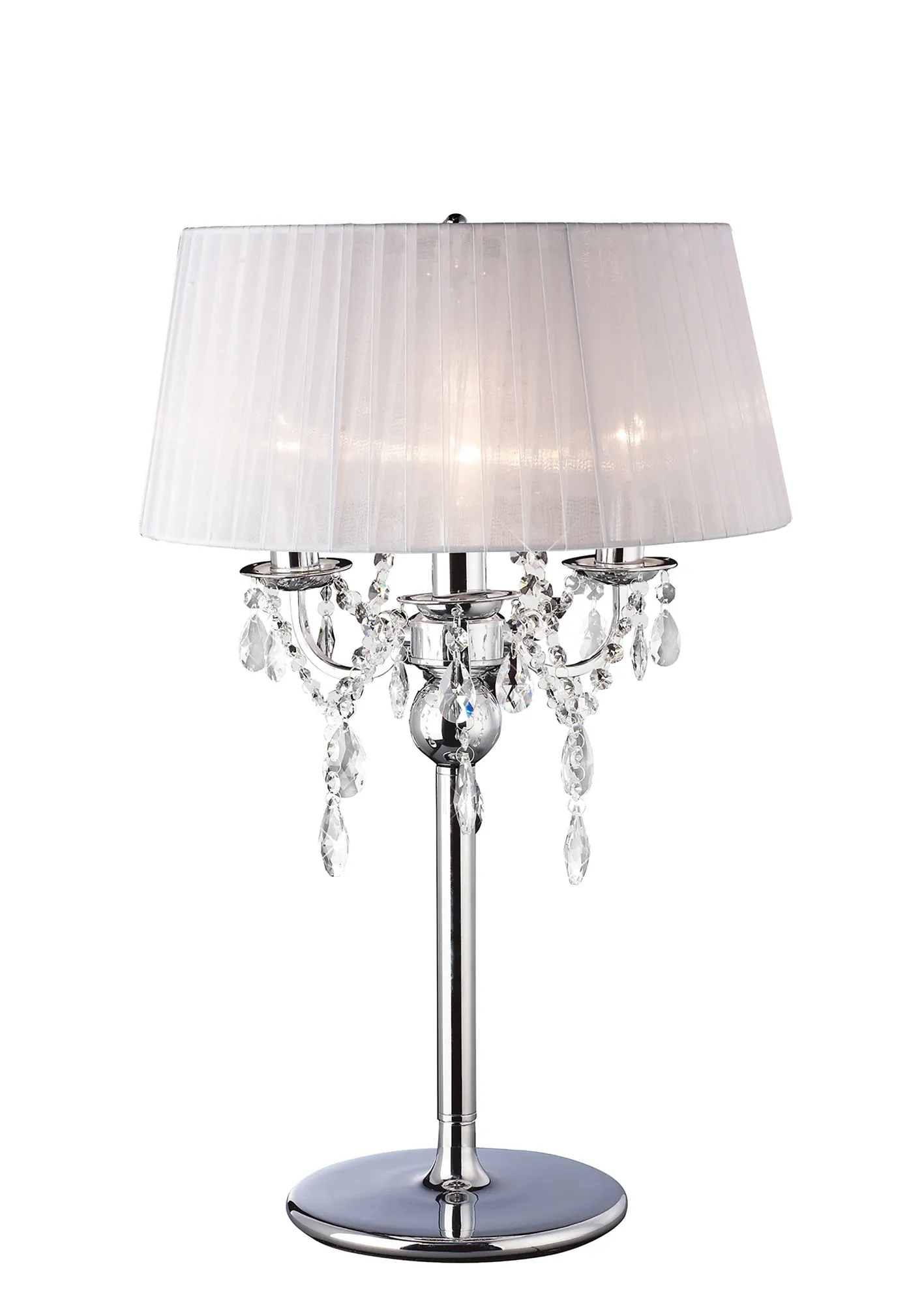 IL30062/WH  Olivia Crystal 61cm 3 Light Table Lamp